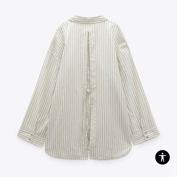 ZARA Stripped Linen Blend Shirt - Picture 8 of 12